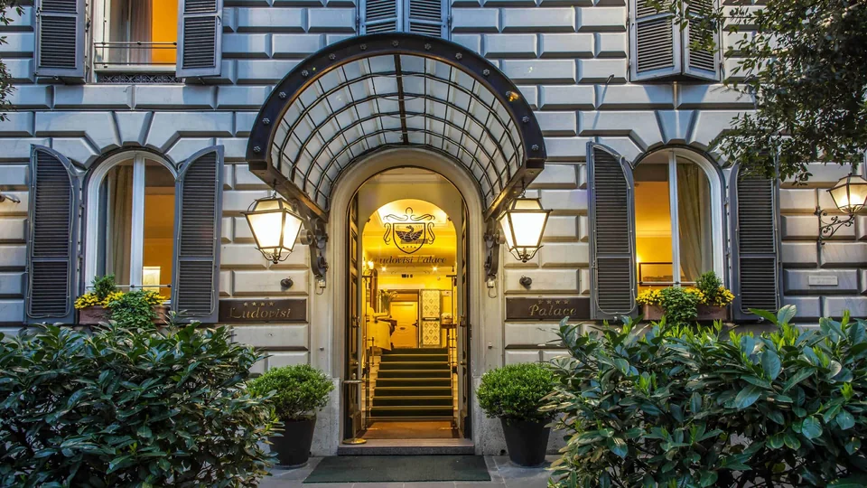 Entrance of Ludovisi Palace Hotel in Rome