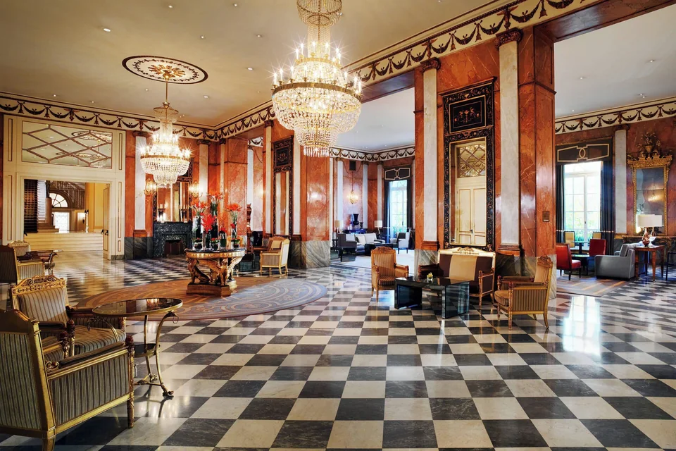 Lobby with checkered floor at The Westin Excelsior, Rome